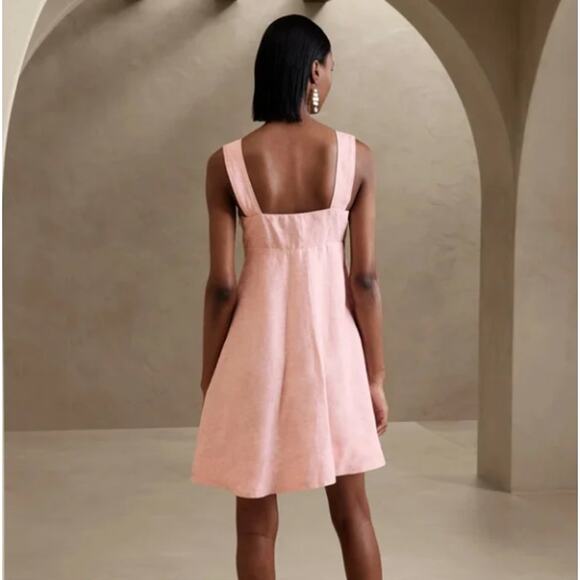 BANANA REPUBLIC Kenza Linen Mini Dress Peach Orange Pink Sz 16 $160 {LL52} - Picture 2 of 8